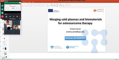 Dr. Cristina Canal on "Merging cold plasmas and biomaterials for osteosarcoma therapy"